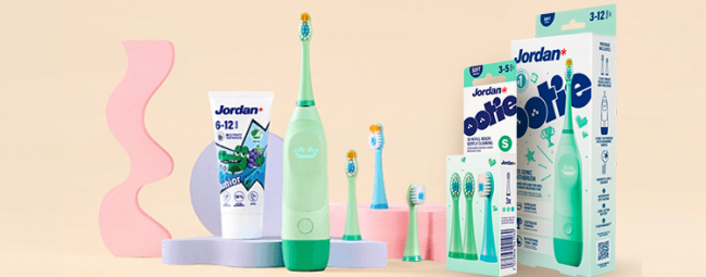 Gama Ootie de Jordan: cepillo eléctrico, recambios y pasta dental infantil